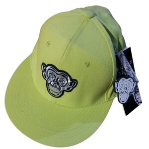 Monkey Sport Skater‎ Hat Cap Size M Stretch by Pepper Foster Lime Green White